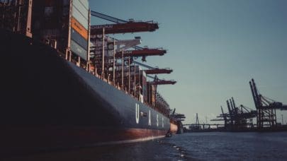 photo of a large shipping barge